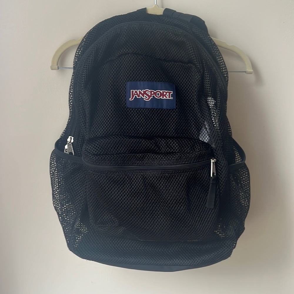 Jansport, mesh, book bag, black